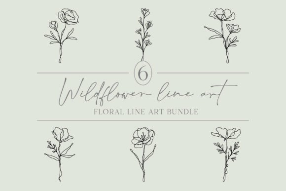 Download Flower Line Art Bundle | Floral Graphics - Floral graphics Collection