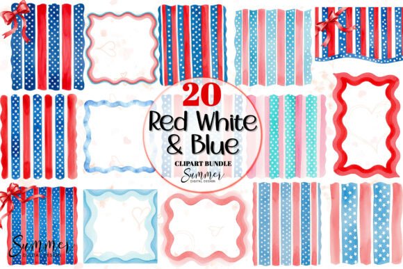 Download Red White Blue 4th of July Stripe Frames - Red Collection