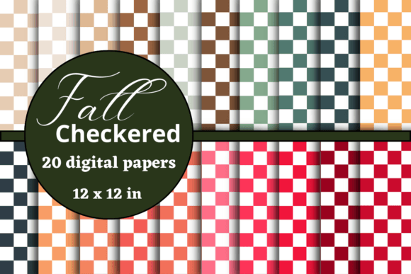 Download Fall / Autumn Checkered Digital Papers - Red Collection