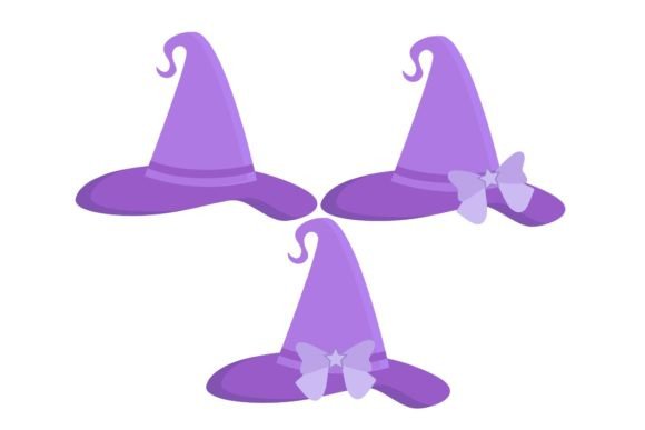 Download (SET) Light Purple Witch Hat Vector Art - Witch hat vector Collection