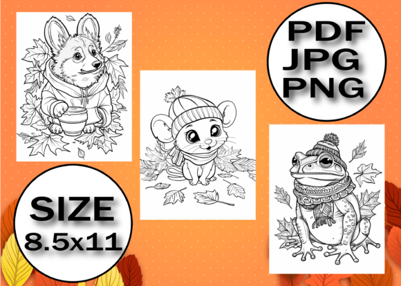 Download Autumn Animals Coloring Book for Adults - Premium Bundle
