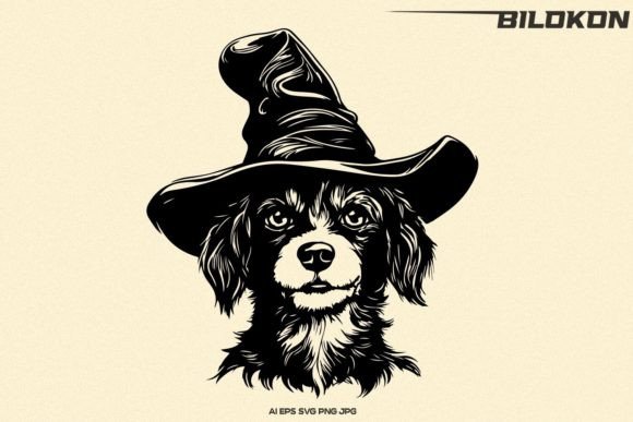 Download Halloween Dog in a Witch Hat Vector SVG - Witch hat vector Collection