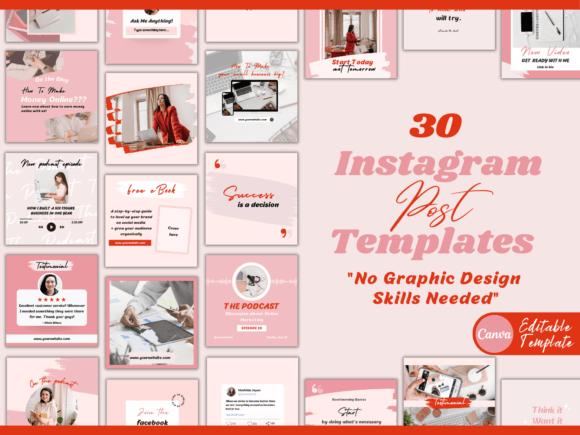 Download Instagram Post Templates-pink &amp; Red - Red Collection